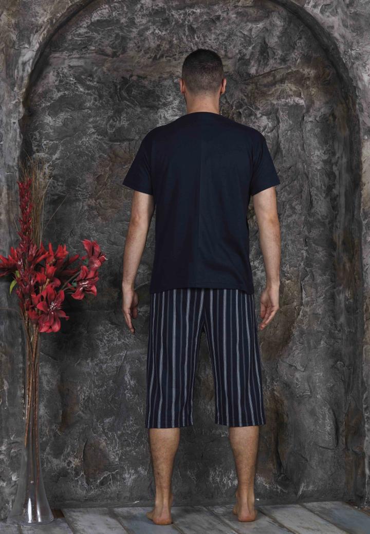 Pijama bărbați din bumbac – tricou cu imprimeu "LEGEND"- Bleumarin