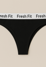 Chilot tanga Fresh Fit din bumbac și elastan-negru