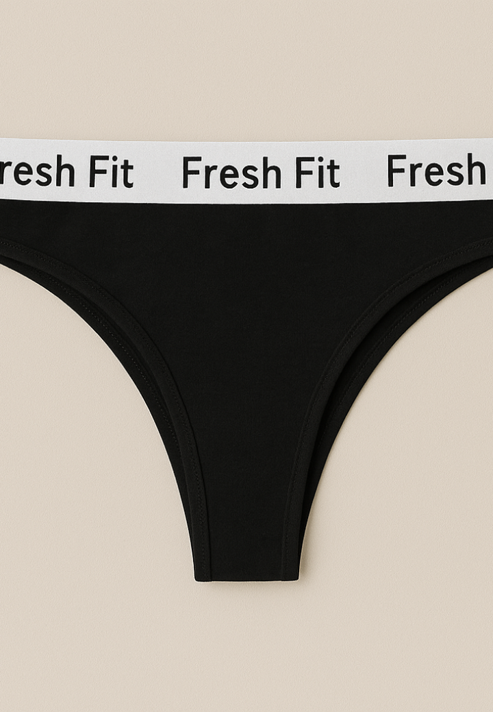 Chilot tanga Fresh Fit din bumbac și elastan-negru