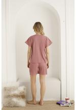 Pijama damă, maneca scurta si pantaloni scurti, culoare roz imprimeu ,,Love''