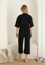 Pijama damă, culoare negru, imprimeu Imperfect