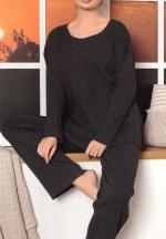 Pijama damă, mânecă lungă și pantaloni lungi, culoare negru