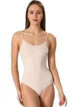 Body modelator dama, material elastic si respirabil de culoare bej