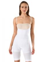 Body modelator dama cu pantalon 3/4, decolteu adanc si rotund sub bust, culoare alb