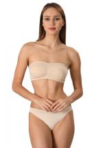 Bustiera dama elastica fara bretele, cu pad-uri, material lejer si elastic, culoare bej