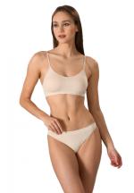 Bustiera dama elastica cu bretele subtiri, material lejer si elastic, culoare bej