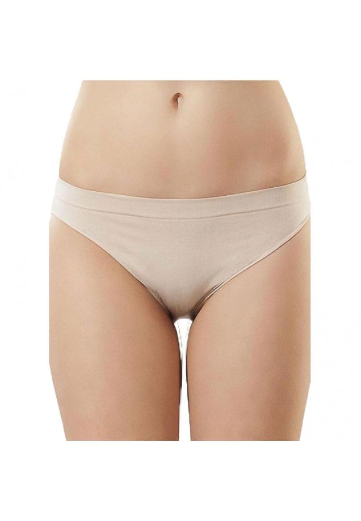 Chilot damă fără cusături , cu margine de silicon moale, tip slip, culoare bej