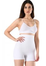 Corset damă modelator cu bandă de silicon, pantaloni scurti, culoare alb
