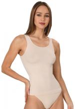 Maiou dama modelator in talie cu bretele groase, material moale, culoare bej