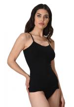 Maiou dama modelator in talie cu bretele subtiri, material moale, culoare negru