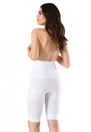 Pantaloni 3/4 damă modelatori cu bandă de silicon si talie înaltă, culoare alb