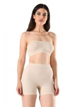 Pantaloni scurti damă modelatori cu bandă de silicon si talie înaltă, culoare bej