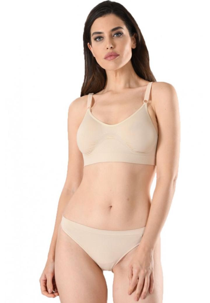 Sutien dama minimizer, material lejer, culoare bej
