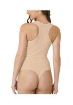 Body modelator dama cu bretele groase, material elastic si respirabil, bej
