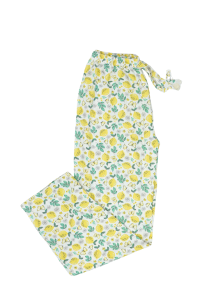 Pantaloni de pijama damă din bumbac, imprimeu cu lămâi