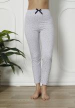 Pantaloni de pijama damă din bumbac, imprimeu floral, mov