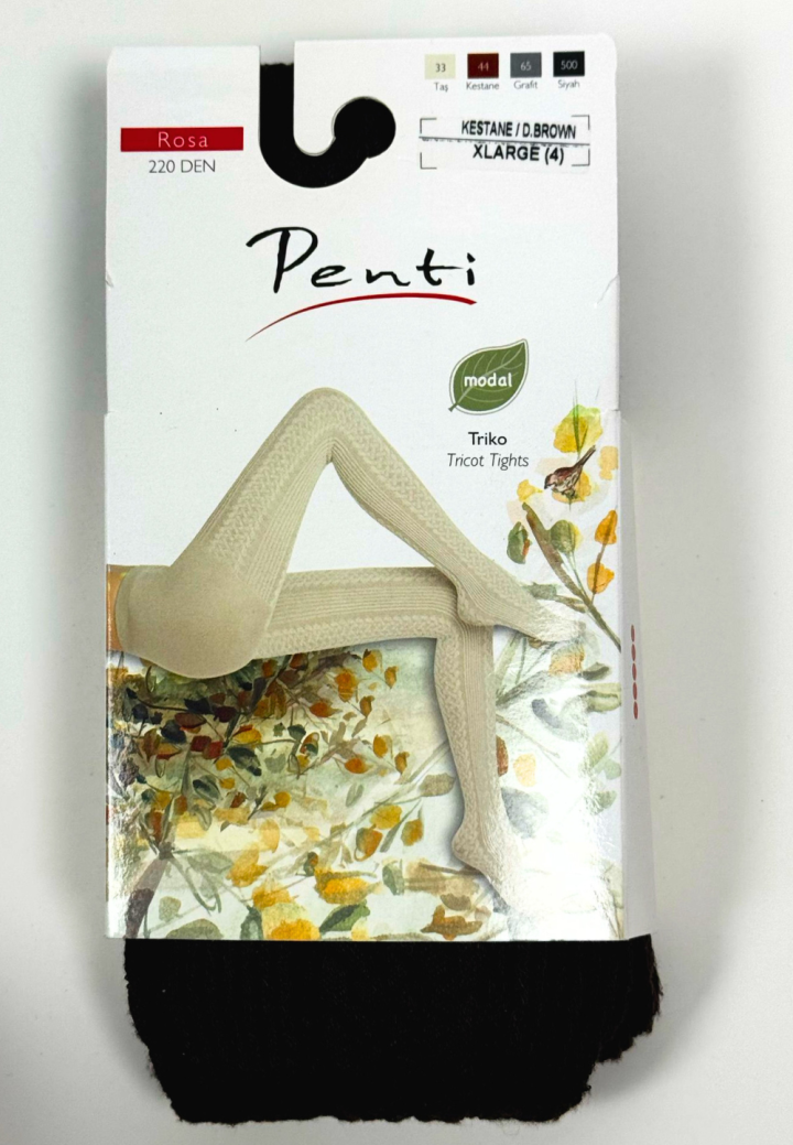 Dres damă Penti „Rosa” 220 DEN- Modal, Opac, Culoare Castaniu inchis
