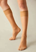 Șosete până la genunchi ,,Pantalon Corabi'' 15 Fit DEN, lucioase - Nude