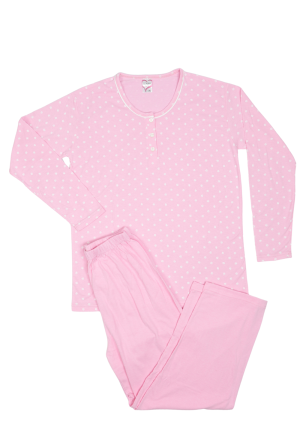 Pijama damă din bumbac mânecă lungă și pantaloni lungi