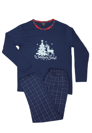 Pijama damă din bumbac mânecă lungă și pantaloni lungi