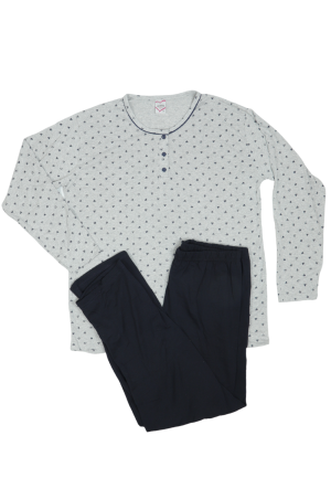 Pijama damă din bumbac mânecă scurtă și pantaloni lungi