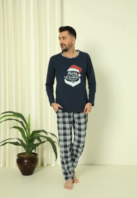 Pijama Bărbați Tematică Crăciun, Mâneca Lungă, Pantaloni Lungi