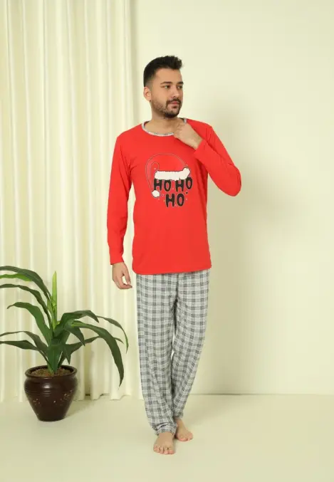 Pijama Bărbați Tematică Crăciun, Mâneca Lungă, Pantaloni Lungi