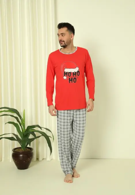 Pijama Bărbați Tematică Crăciun, Mâneca Lungă, Pantaloni Lungi