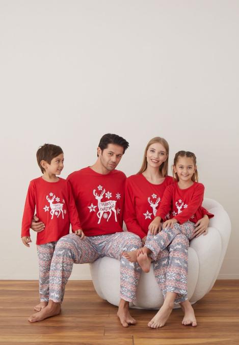 Pijama Family Crăciun - Model de Cerb, Merry Christmas