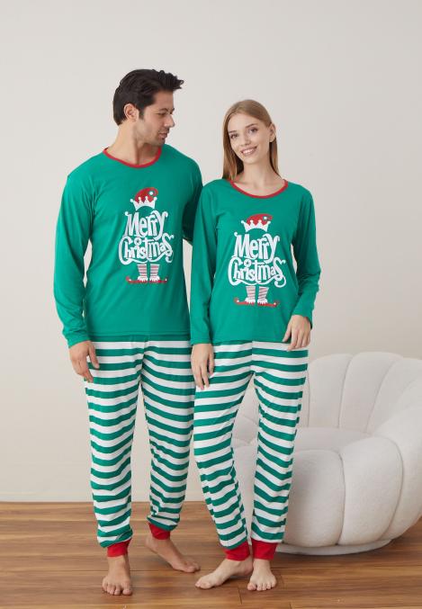 Pijama Cuplu Crăciun - Merry Christmas, Verde