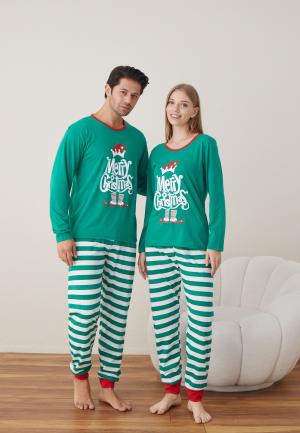 Pijama Cuplu Crăciun - Merry Christmas, Verde