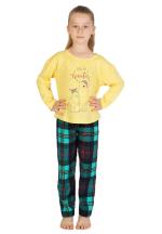 Pijama copii, mânecă lungă, pantalon lung, imprimeu Hello Winter, Galben