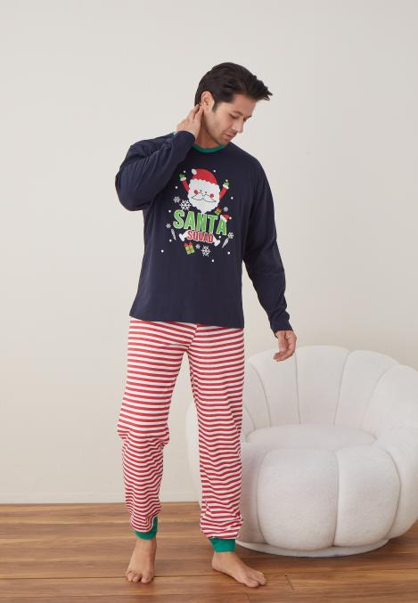 Pijama Bărbat Crăciun - Santa, Mâneci Lungi și Pantaloni Lungi