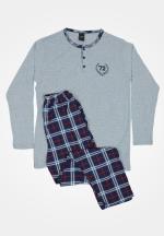 Pijama pentru bărbați cu mânecă lunga și pantaloni lungi, gri
