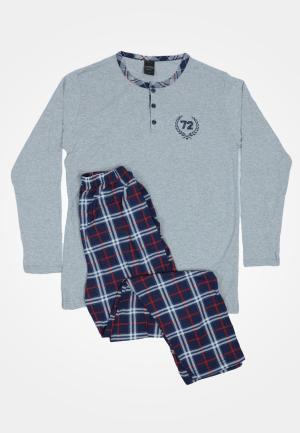 Pijama pentru bărbați cu mânecă lunga și pantaloni lungi, gri