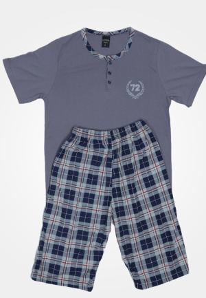 Pijama pentru bărbați cu mânecă scurtă și pantaloni scurți, gri inchis