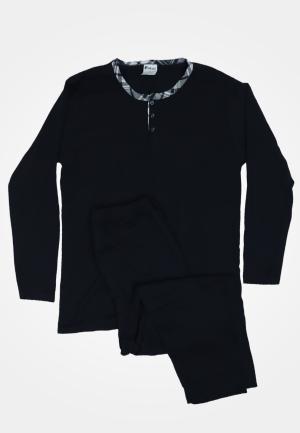 Pijama pentru bărbați mânecă lungă și pantaloni lungi, bluemarin