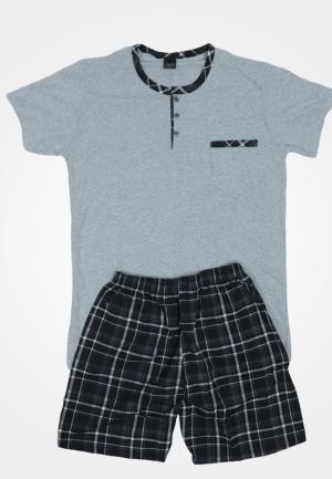 Pijama pentru bărbați mânecă scurta și pantaloni scurti, gri