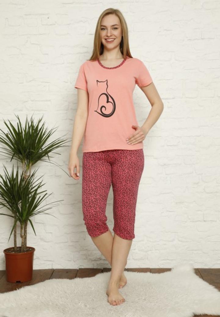 Pijamale dama Serena, tricou, pantaloni trei sferturi