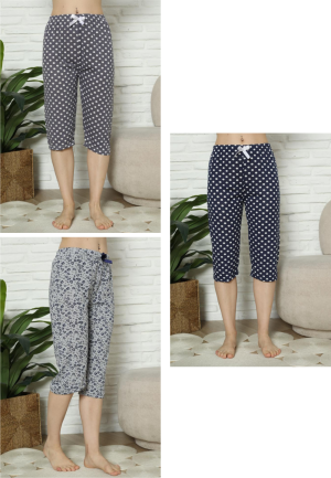 Set de 3 perechi de pantaloni pijama ¾ pentru damă