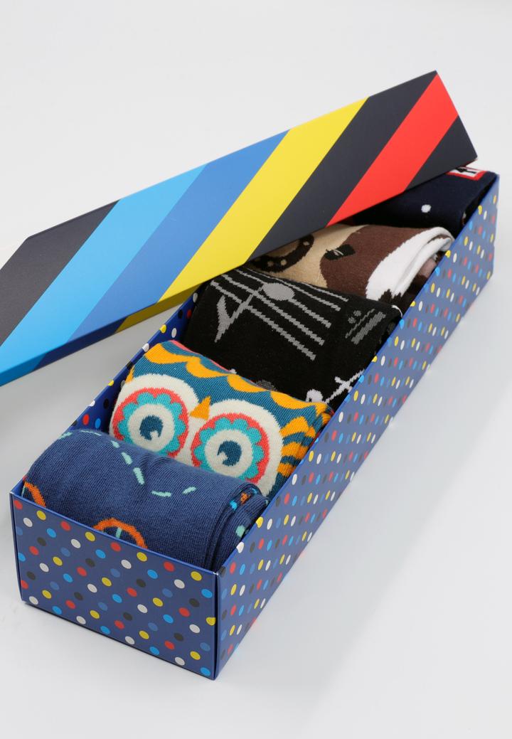 Set 5 Perechi Șosete Unisex Serena – Multicolore, cu Imprimeuri Vesele, în Cutie Cadou