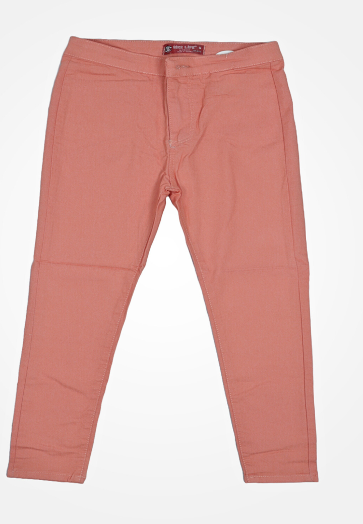 Blugi damă skinny talie înaltă – material elastic, subțire, portocaliu