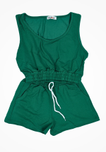 Compleu damă casual – set top scurt și pantaloni scurți, culoare verde