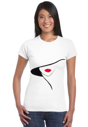 Tricou damă alb din bumbac 100% cu imprimeu grafic – model casual