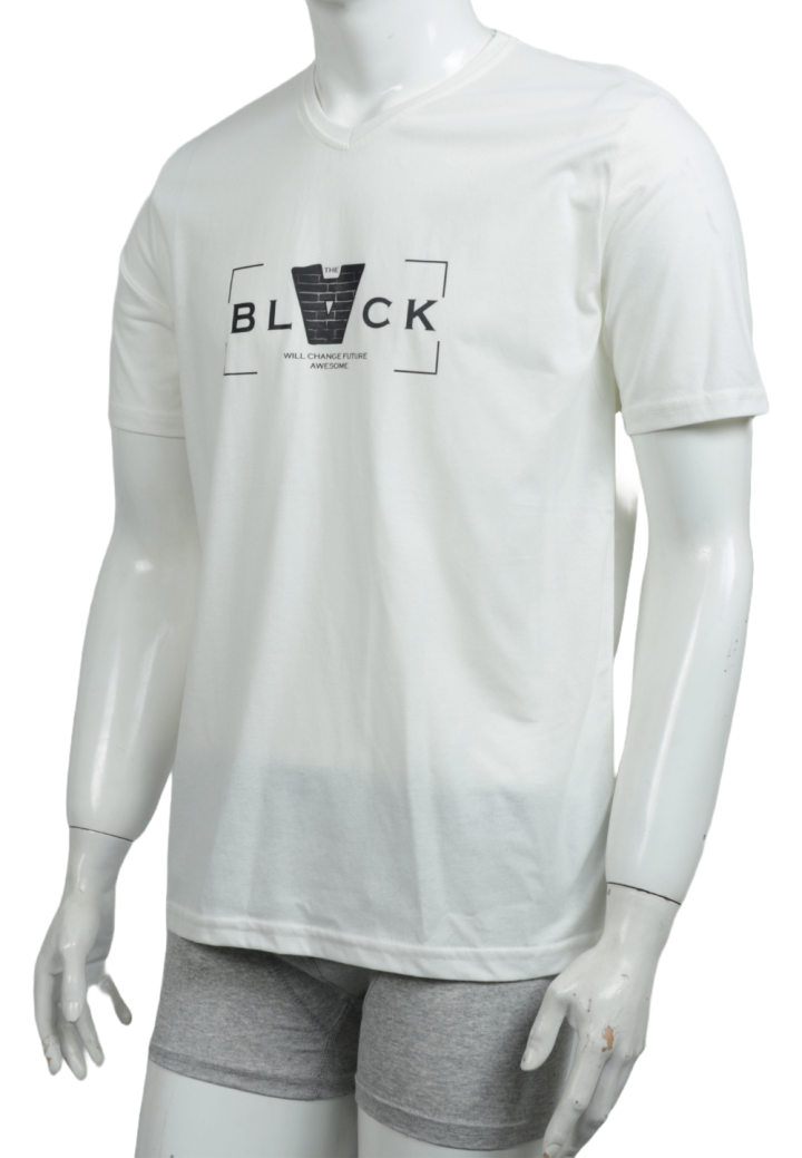 Tricou bărbați cu imprimeu BLACK – croială lejeră