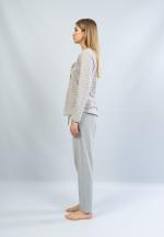 Pijamale damă cu mânecă lungă și pantaloni lungi, imprimeu Little Bunny, gri/roz