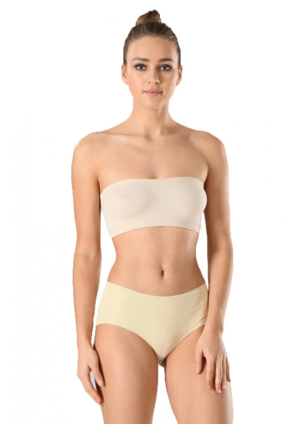 Chilot damă fără cusături , cu margine de silicon moale, tip slip, culoare bej - 1