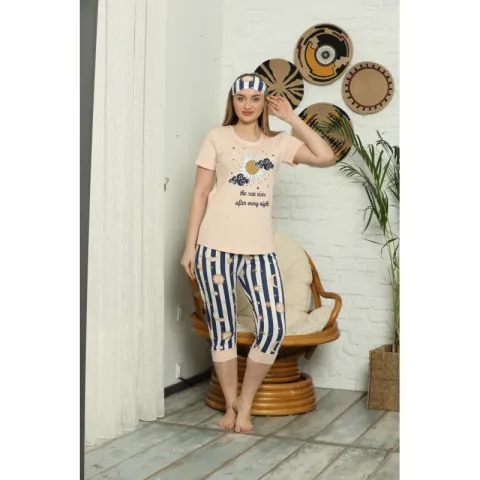 Pijama de Primăvară pentru Dama cu Masca de Dormit Asortată hover