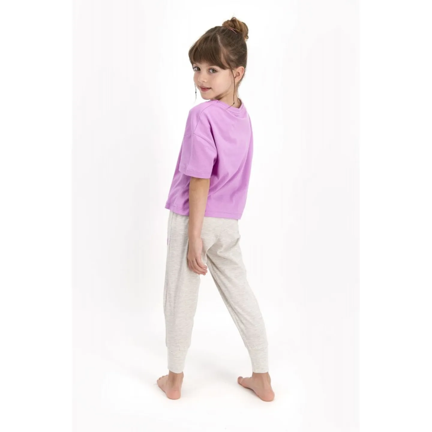 Pijama pentru fetițe Disney, bluza cu maneca scurtă și pantaloni lungi, imprimeu Mickey &amp; Friends, mov - 2