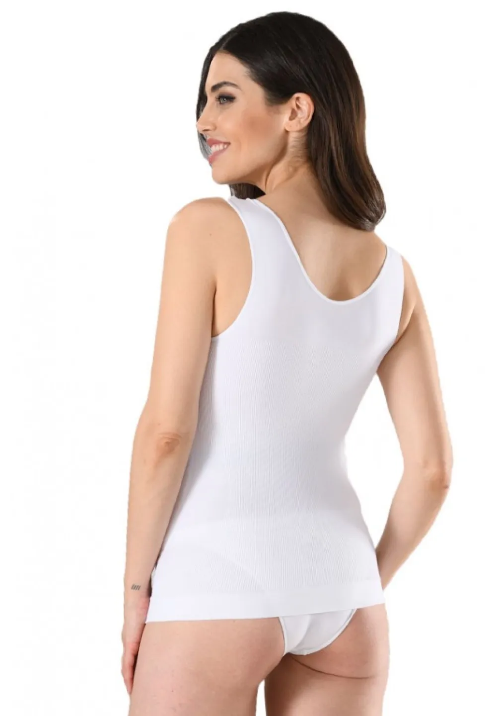 Maiou modelator pentru gravide, material elastic si comfortabil, culoare alb - 3